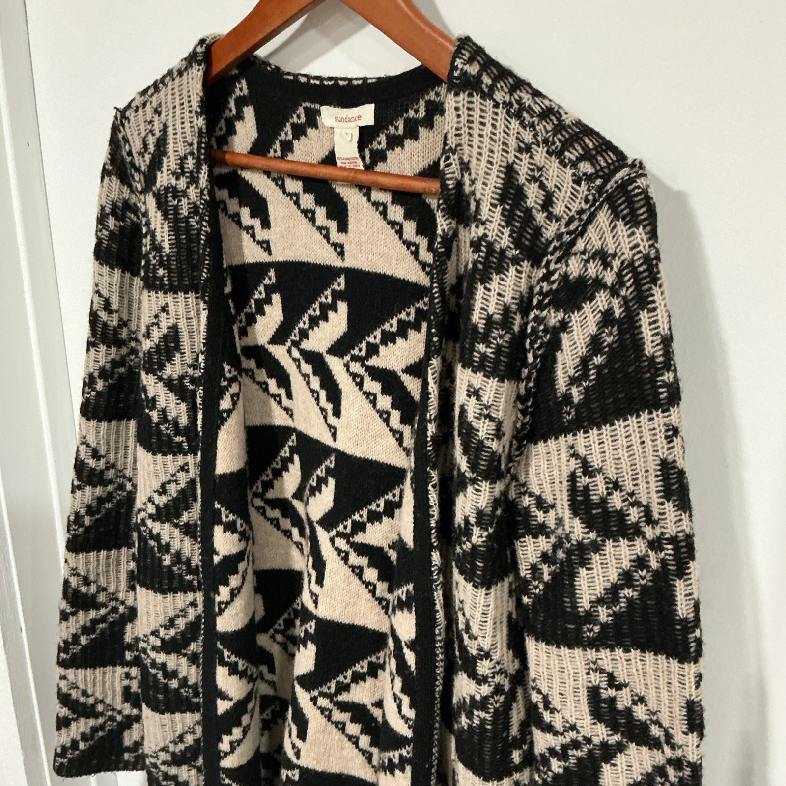 Sundance Wool Sweater Duster Jacket, Aztec, Beige… - image 2