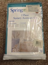 Springmaid Holly Pond 2 Piece Nursery Accessory Set. Ruffle, Diaper Stacker Nos