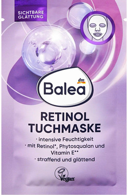 Balea Retinol Sheet Mask Vegan Face 1 Sheet Hyaluronic Acid Anti-Aging
