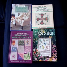 Konvolut Handarbeitsb&uuml;cher 7 B&uuml;cher Sticken Kreuzstich Stickmuster Nostalgie