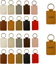 50 Pcs Blanks Leather Keychain, Laser Engraving Keychain for DIY Craft Gifts 10