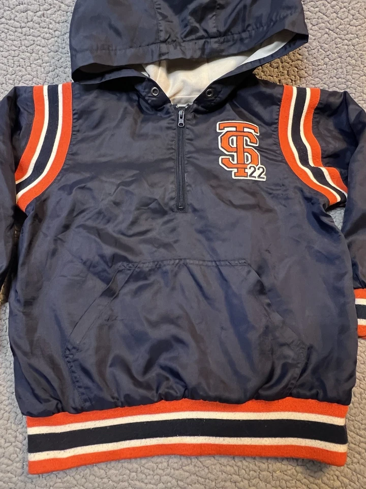 Sudadera con Capucha Pullover The Children’s Place Niños Pequeños Talla Pequeña 5/6 Azul y Naranja Foto 3 de 4