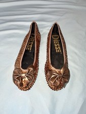 1980s NEW Diesse Beaded Shoes Women s 7 Ballet Flats Copper Sequins NOT PERFECT