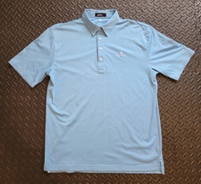 Johnnie-O Men's Light Blue Golf Polo, Short Sleeves, Cotton Blend, Large, Used