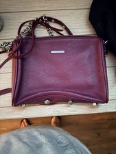 Rebecca Minkoff Small Burgundy Pebbled Leather Crossbody Bag with Chain Strap