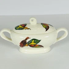 Vintage Santa Anita Ware Flowers Of Hawaii Croton Leaves Sugar Bowl