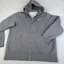 Nike Sportswear Fleece Sweatshirt Men XL Gray Zip Up Hoodie Sweater Heavyweight