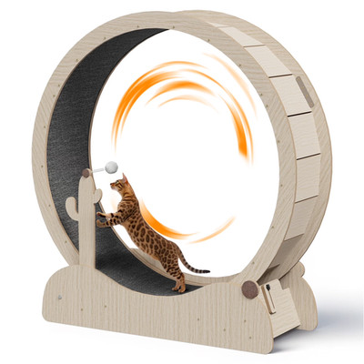 Indoor Cat Exercise Wheel 43-In Cat Running Wheel Safety Treadmill W/Carpeted Ru