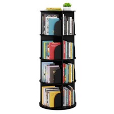 4 Tier Rotating Bookshelf Tower, Spinning Bookcase Lazy Susan, Revolving 360 ...