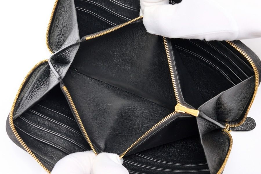 Balenciaga Zip Wallet Leather Black Round Zipper Used From Japan thumbnail 5