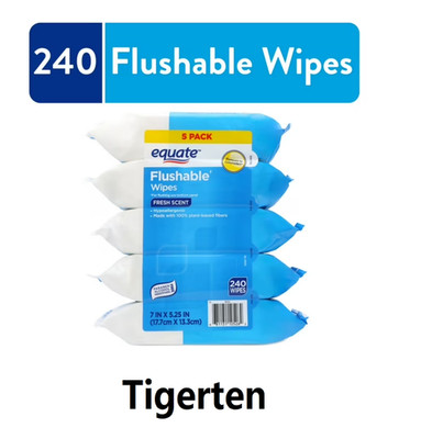 Equate Fresh Scent Flushable Wipes, 5 Resealable Packs (240 Total Wipes)