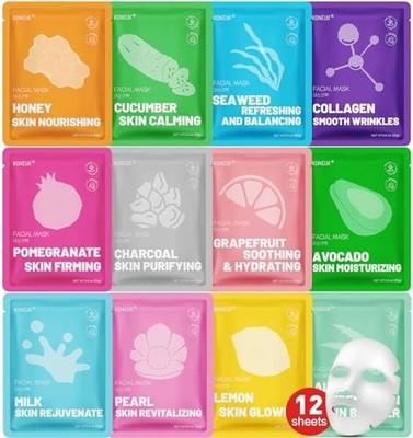 12 Pack Collagen Hydrating Face Masks Skincare,Sheet Face Mask for All Skin Type