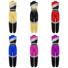 Kids Girls Set Performance Dancewear Competition Suit Sequins Outfit Jazz Dance