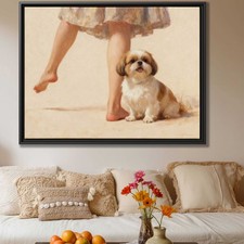 Oil Painting Shih Tzu Dog Canvas Print Dog Artwork Living Room Decor Pet Art