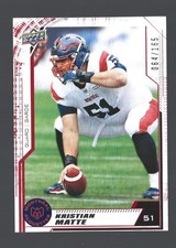 /165 Red 2020 Upper Deck CFL Kristian Matte #89 RC Montreal Alouettes Football