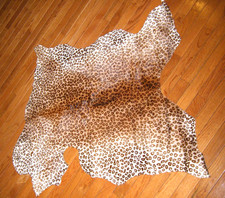 Large Older 3ft x 4ft Natural Calf / Cowhide Rug Wall Hanging with Jaguar Print