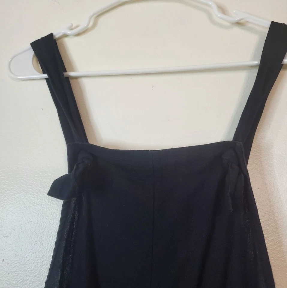 Mono Roxy Algodón Lino Negro Anudado Talla Extra Pequeño Mujer Pierna Recta Y2K Foto 4 de 4
