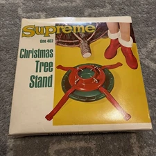 Vintage Supreme One 402 Christmas Tree Stand, Original Box, For Live Tree, Steel