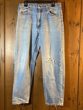 Vtg 90s Levi s 550 Relaxed Fit Jeans 34x30 Made in USA Light Wash Distressed