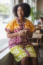 African Original Ankara Hand Print Fabric 100 Cotton Colorful Dress.Size M/L