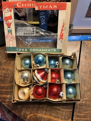 Vtg Some Glass  Poland Tear Drop Indent Christmas Ornaments Good Condition