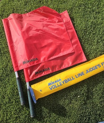 Set of 2 Foldable Red Volleyball Line Judge Flags - Lightweight Aluminum Design