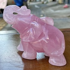 1.21LB Rare pink crystal elephant hand carved specimen decoration