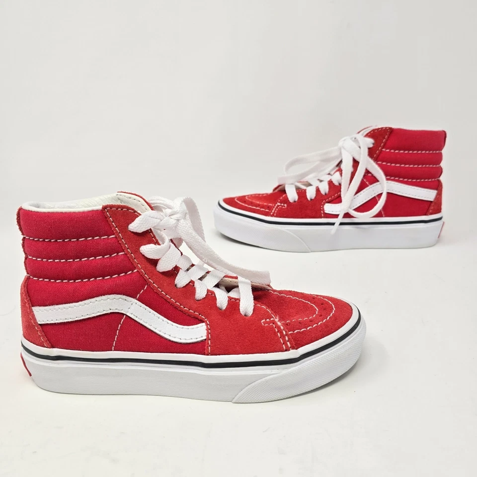 Vans Sk8-Hi Zapatos Carreras Rojo con Raya Lateral Blanca Niños Talla 12.5 Foto 3 de 4