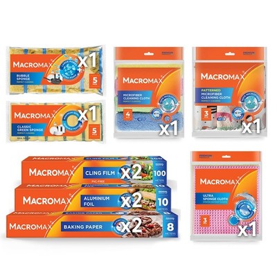 MacroMax 11-Pc Ultimate Kitchen Essentials Bundle: Cling Film, Foil, Baking P...