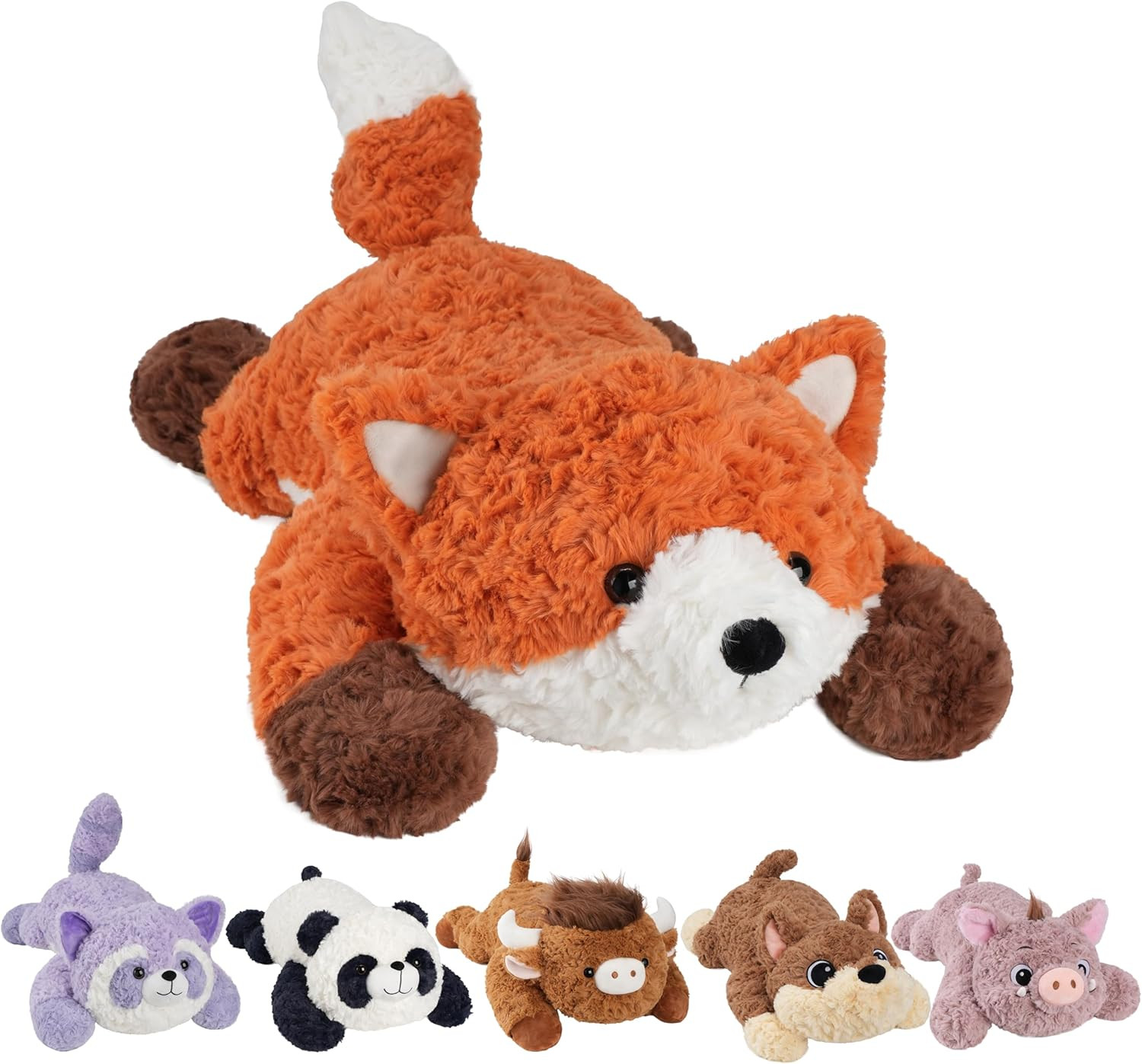 25" 5 Lbs Weighted Stuffed Animals Fox, Heatable and Coolabl