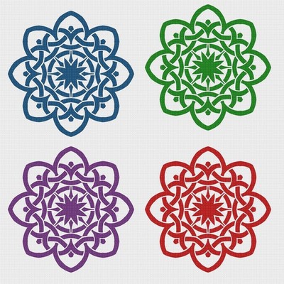 EASY * 2 DMC Colors* Celtic Knot Mandala #23 Counted Cross Stitch Pattern