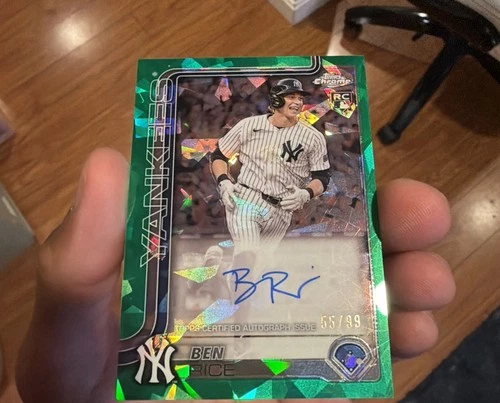 2025 Topps Chrome Update Sapphire Ben Rice Green Rookie Auto /99 SP NY Yankees