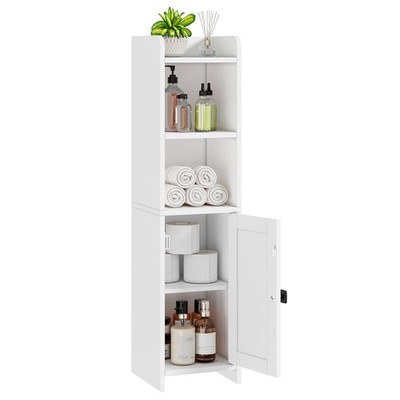 Lomojo Bathroom Cabinet Corner Floor, Small Storage with Adjustable Shelves