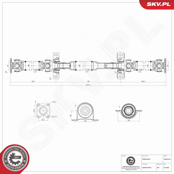 Esen SKV Antriebswelle 76SKV100 FüR Mercedes Viano W639 Vito Mixto Bus 119 639-image