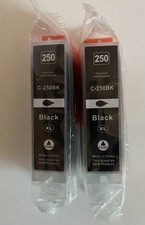 2 Pack C-250BK XL Black Ink Cartridges for Canon PIXMA PGI-250PGBK Non-OEM New