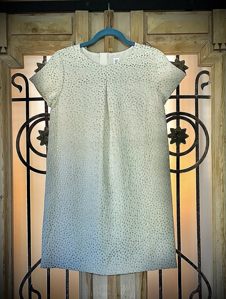 GAP Kids XXL 13–14 Gold Metallic Cream Shift Dress Holiday Christmas Party NEW! - Image 2 of 4
