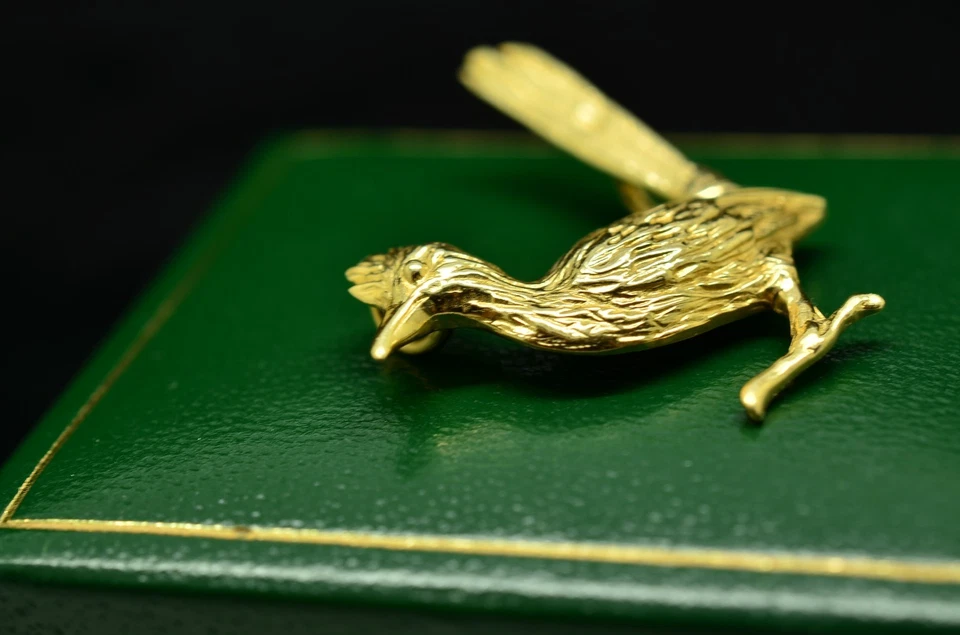 Dije colgante pájaro corredor camino oro amarillo 14K Foto 3 de 4