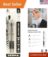 Professional 2-Pack of Stainless Steel Retractable Ballpoint Pens - 0.7mm Tip