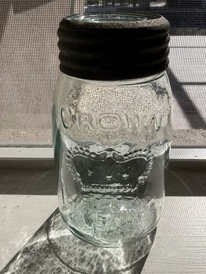 Crown Imperial PT Pint Fruit Jar with Small Top Glass Insert midget 