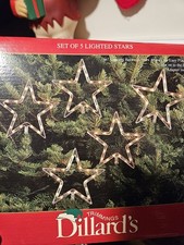 Vtg Nos Dillard's Trimmings Lighted Stars ~ In Original Box ~ Works ~ Set of 5