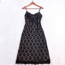 EXPRESS Black Beige Lace Beaded Bodycon Pencil Dress Size 5 6 S Small