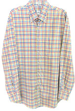 New Peter Millar Men's Designer Sz L Multi Plaid 100 Cotton Long Sleeve Shirt