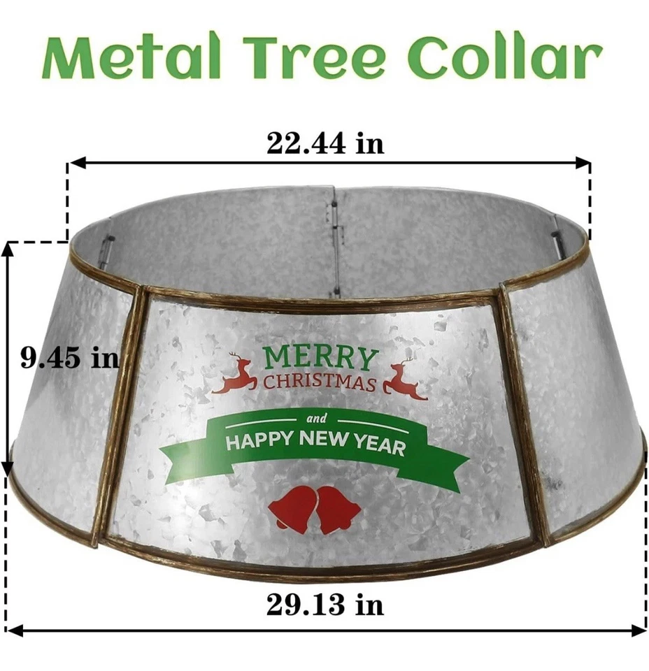 "Anillo de metal para collar de árbol de Navidad 29"" falda de árbol de Navidad de metal galvanizado" Foto 3 de 4