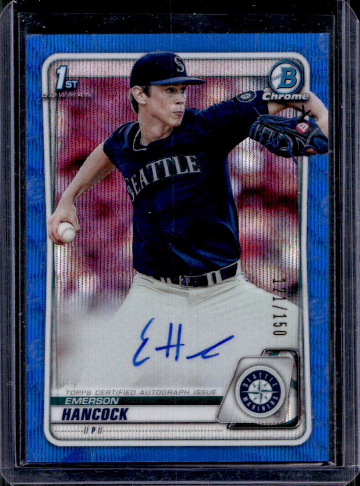 2020 Bowman Draft Emerson Hancock Chrome Auto 1st Blue Wave Refractor #/150