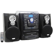 Bluetooth® 3-Speed Stereo Turntable Music System with 3-CD Changer & Dual...