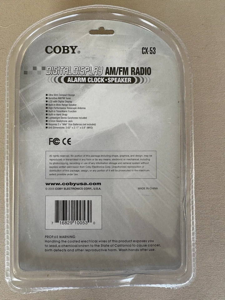 New Coby Digital Display AM/FM Radio CX-53 Alarm Clock Speaker New In Box - Image 2 of 3