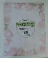 Rose Border Designer Paper~Invitations~Ampad~ 25 Sheets~8.5" X 11"~10 Env.~NIP
