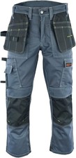 Men Pro Builder Work Trousers Black & Grey - Heavy Duty Safety Combat Cargo Pant
