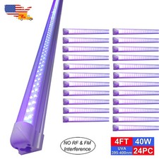 24 Pack 48 inch LED UV Blacklight Bar Fixture Ultraviolet Lamp for DJ Party Club