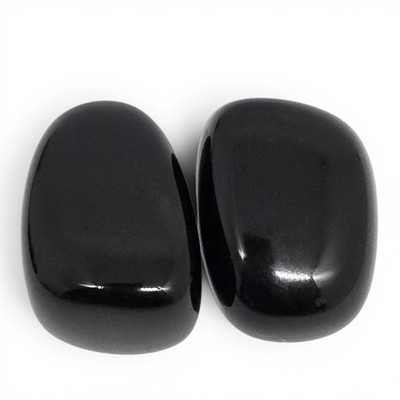 2 Stück Obsidian Trommelsteine Gr. L I Edelstein Handschmeichler Taschenstein